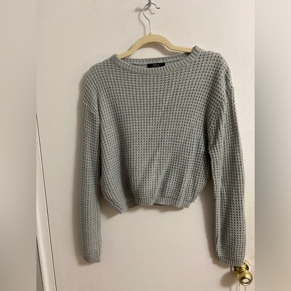 Cropped Grey Sweater - size large - Picture 2 of 4